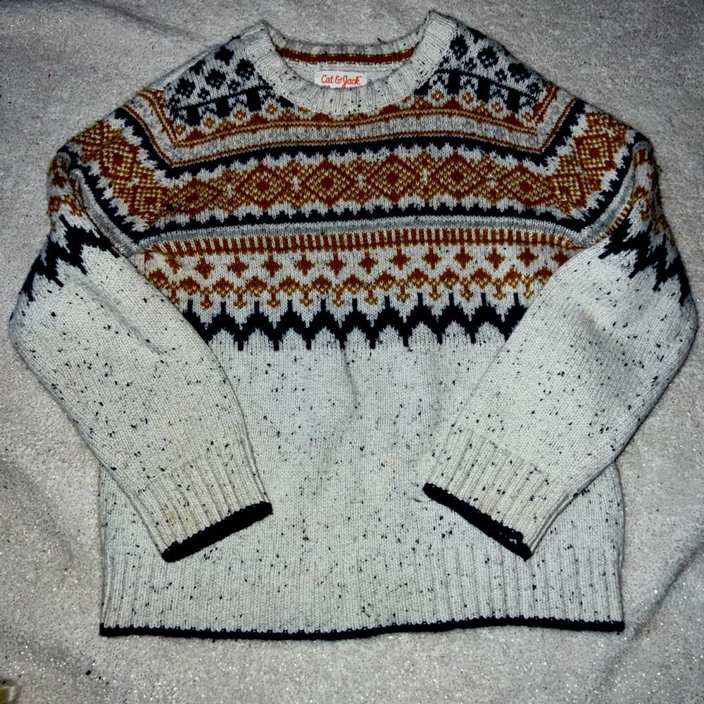 Cat & Jack Toddler Sweater | Cream | Blue | Gold |